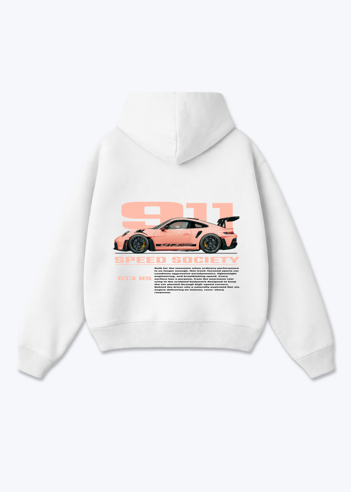 911 Hoodie - Weiß Back (Designed)
