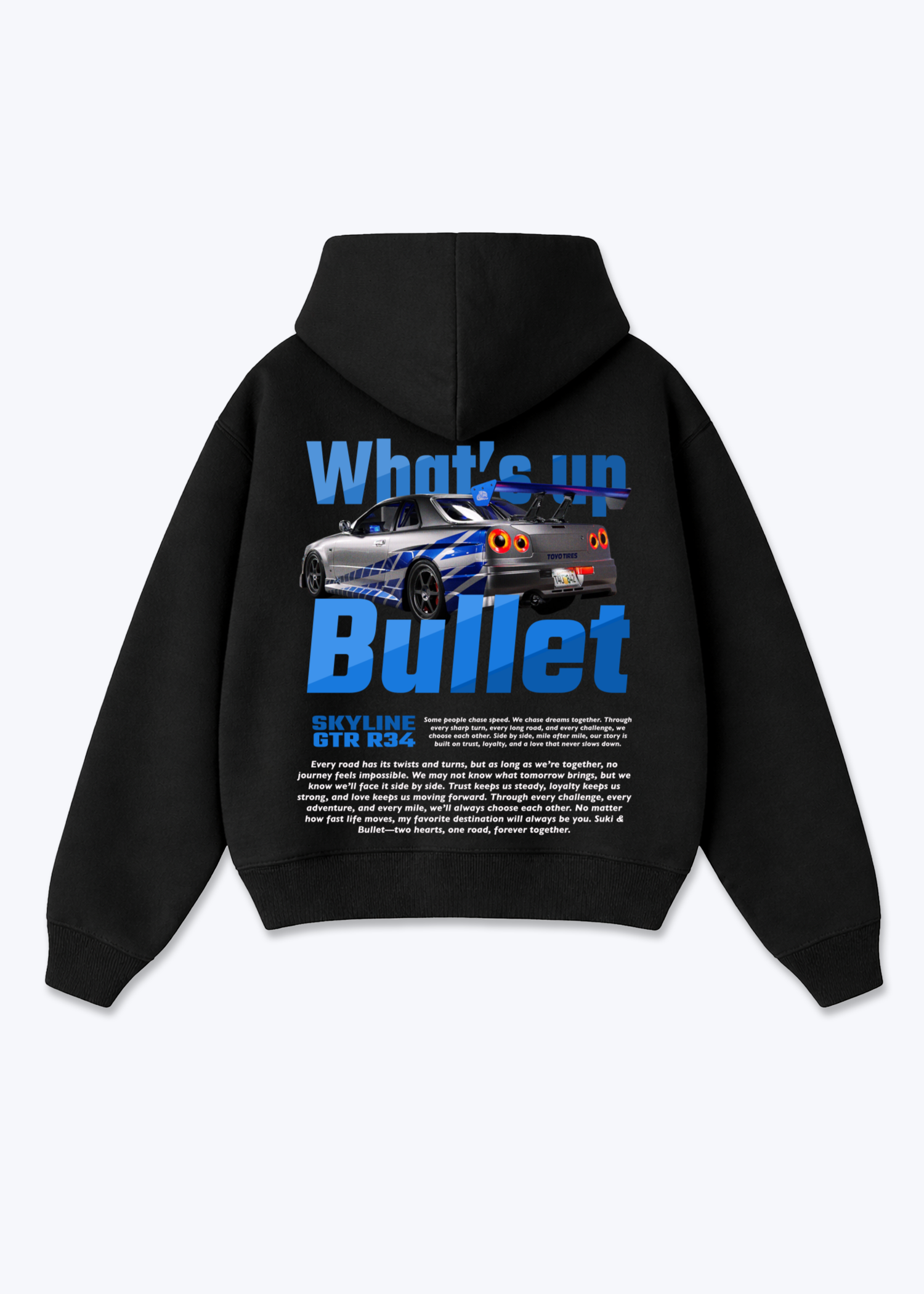 WHAT'S UP BULLET HOODIE - Black Back (Designed)