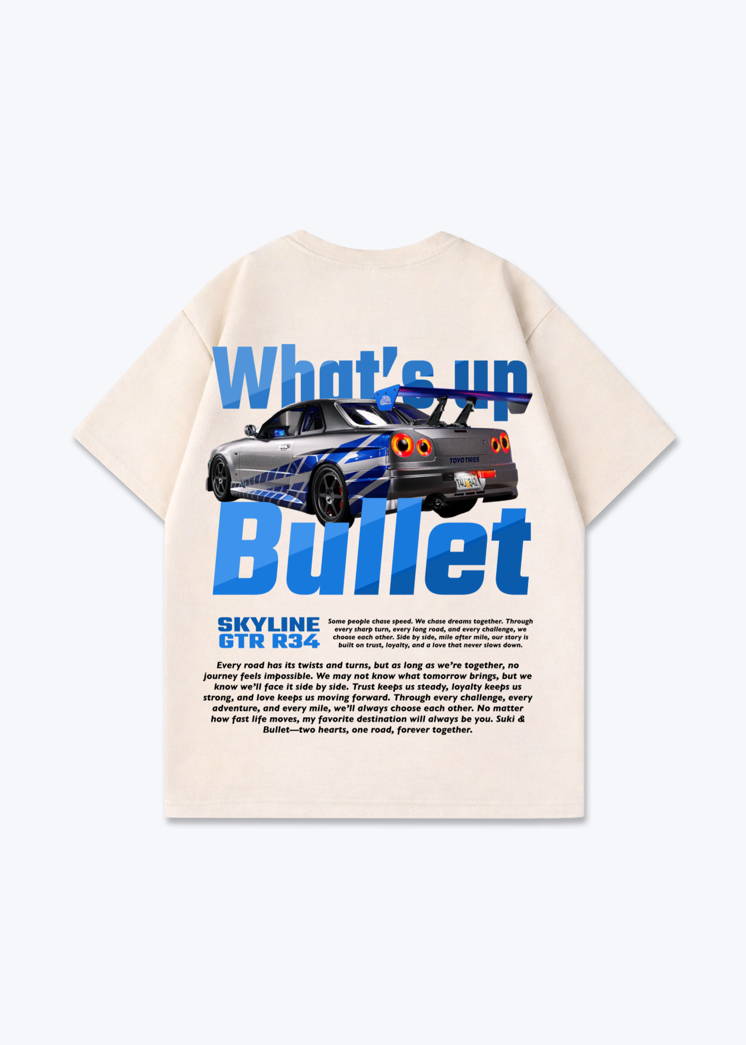 WHAT'S UP BULLET SHIRT - Beige Back (Designed)