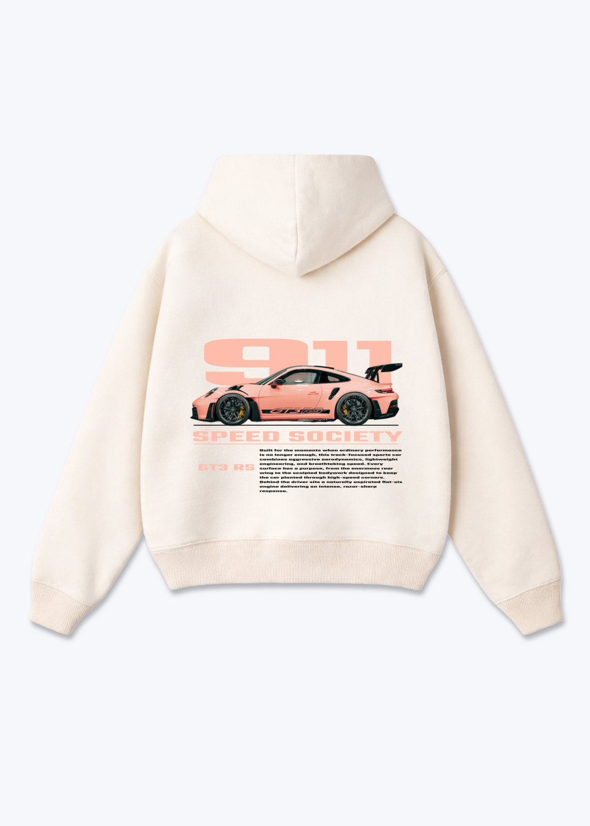 911 Hoodie - Beige Back (Designed)